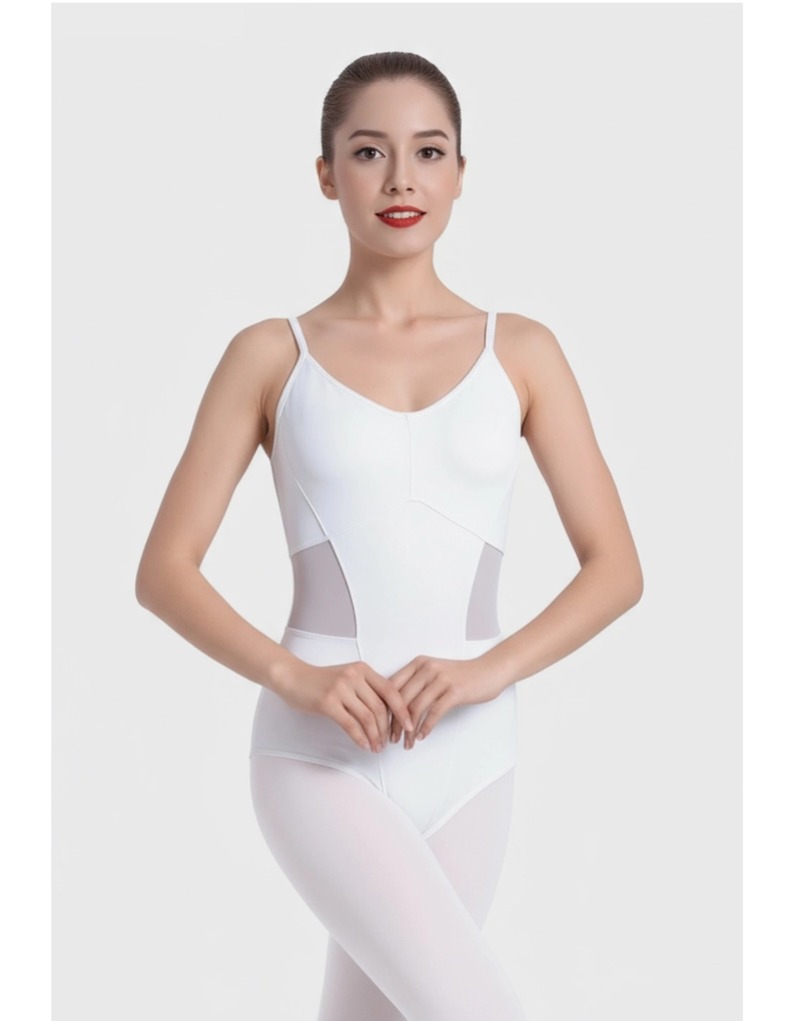 高弹锦氨吊带扒缝拼网练功连体服0902508